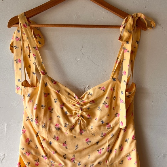 Bardot Yellow Floral Ditsy Tie Shoulder Dress - Picture 3 of 7